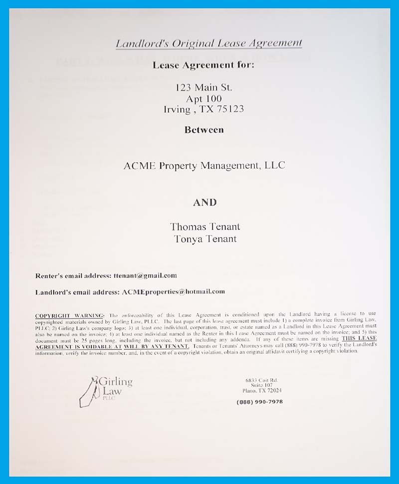 Agreement for Lease